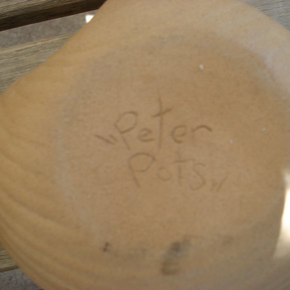 TWO PETER POTS QUAHOG BOWLS SEAGULL BLUE & MAHAGONY BROWN - Picture 7 of 10